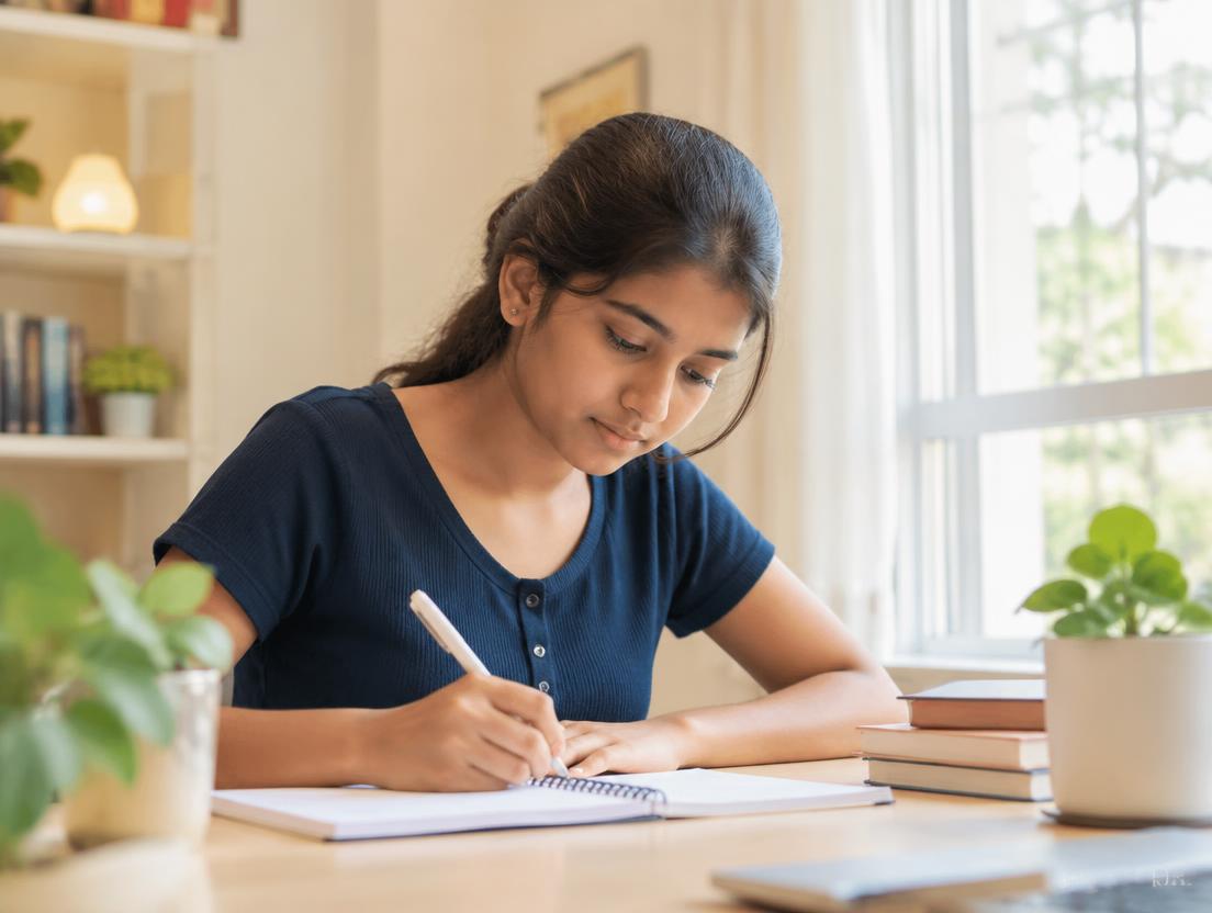 Focused student learning at desk